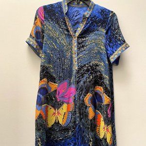 Queen Mulock Butterfly Print Button Down Dress